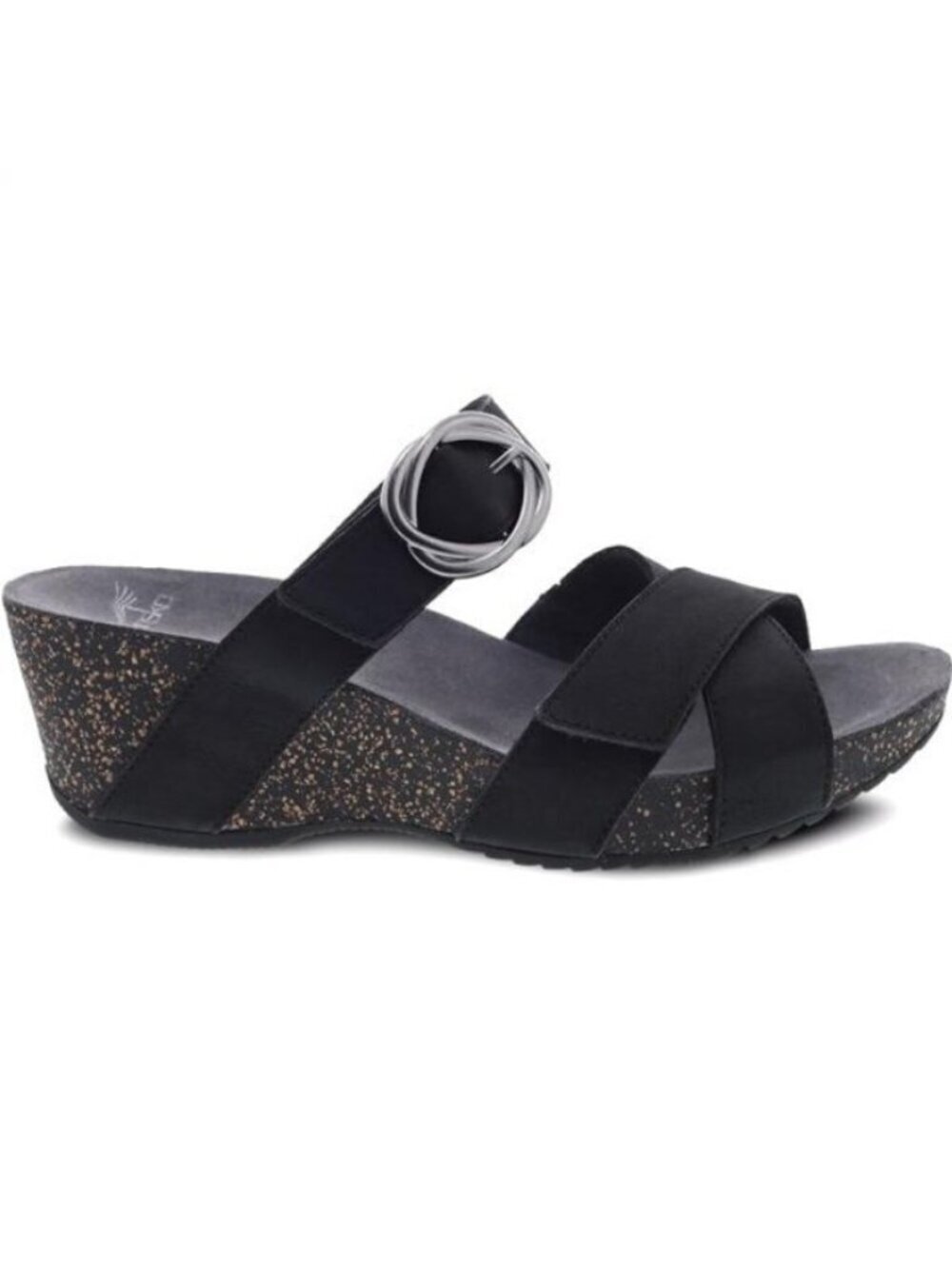 New Dansko Susie Black Nubuck Criss Cross Wedge Sandals Comfort Shoes 42 US 11